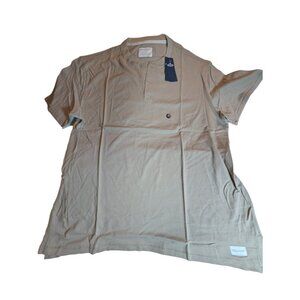 Hollister Mens XL Extra Lg Beige Relaxed Fit Short Sleeve Henley Shirt New W Tag